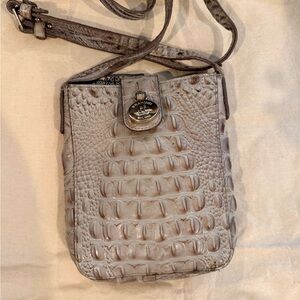 Brahmin Gray Crocodile Embossed Crossbody Bag